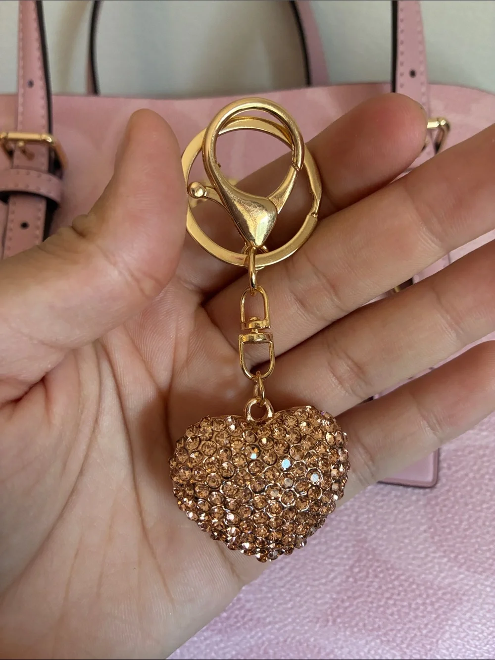 2/$20🎀 Sparkling Rose Gold Heart Keychain Bag Charm